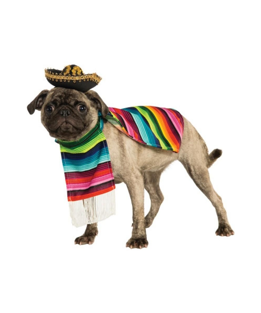  Mexican Poncho Sombrero Pet Costume