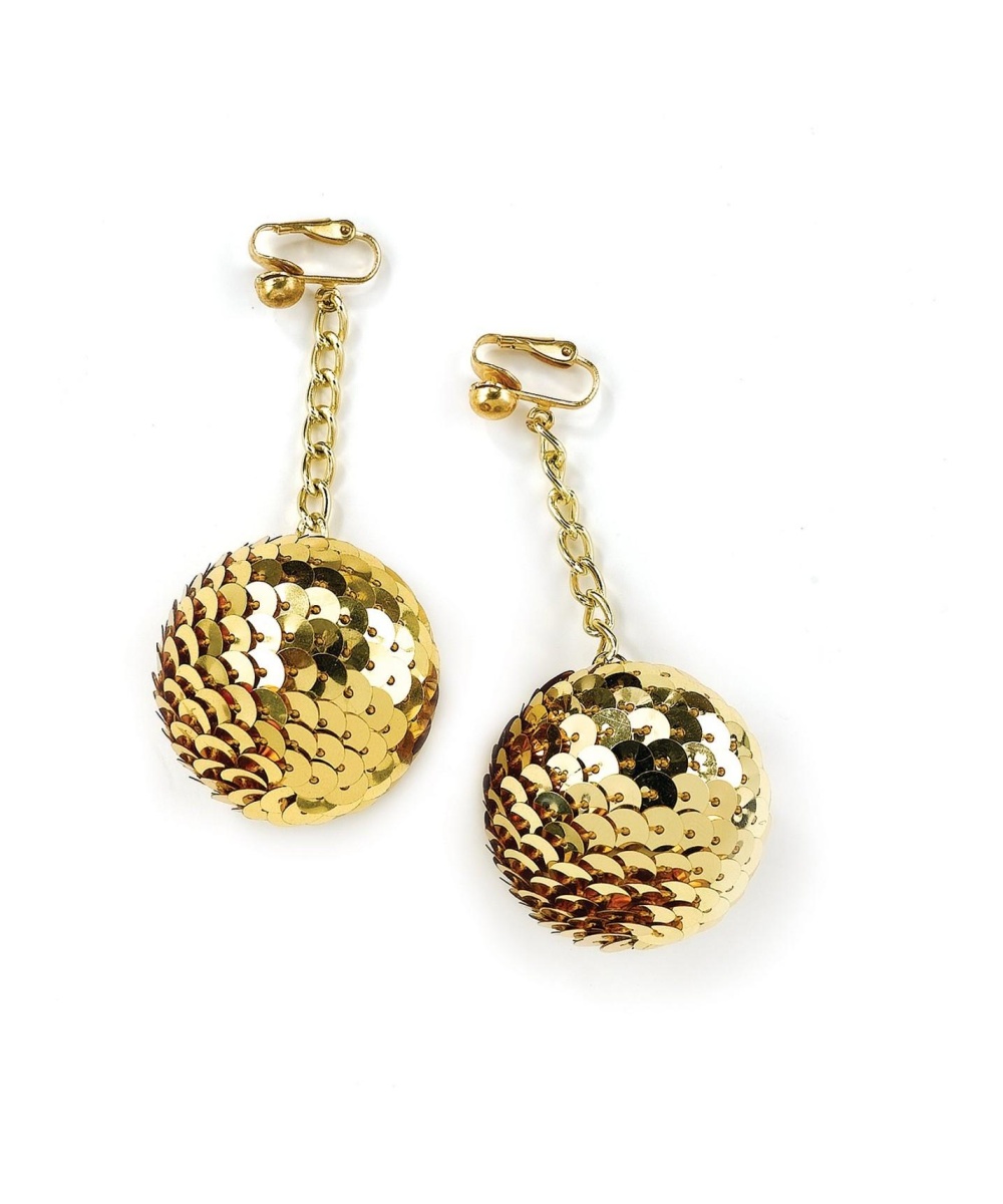  Sequined Golden Disco Ball Earrings
