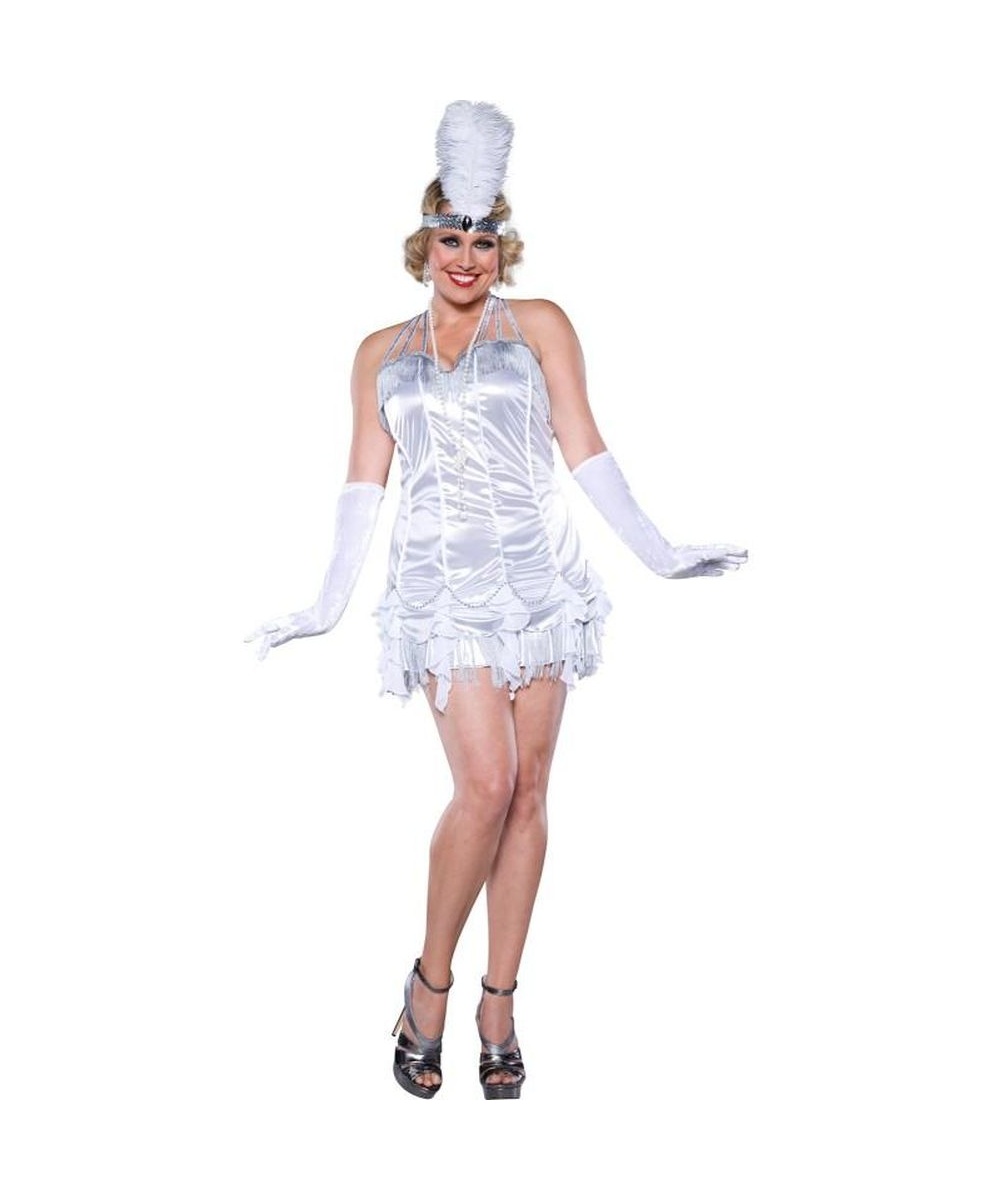  Womens 20s Silver Flapper plus size Costume