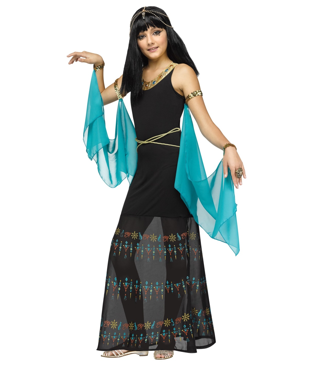  Girls Egyptian Hieroglyph Queen Costume