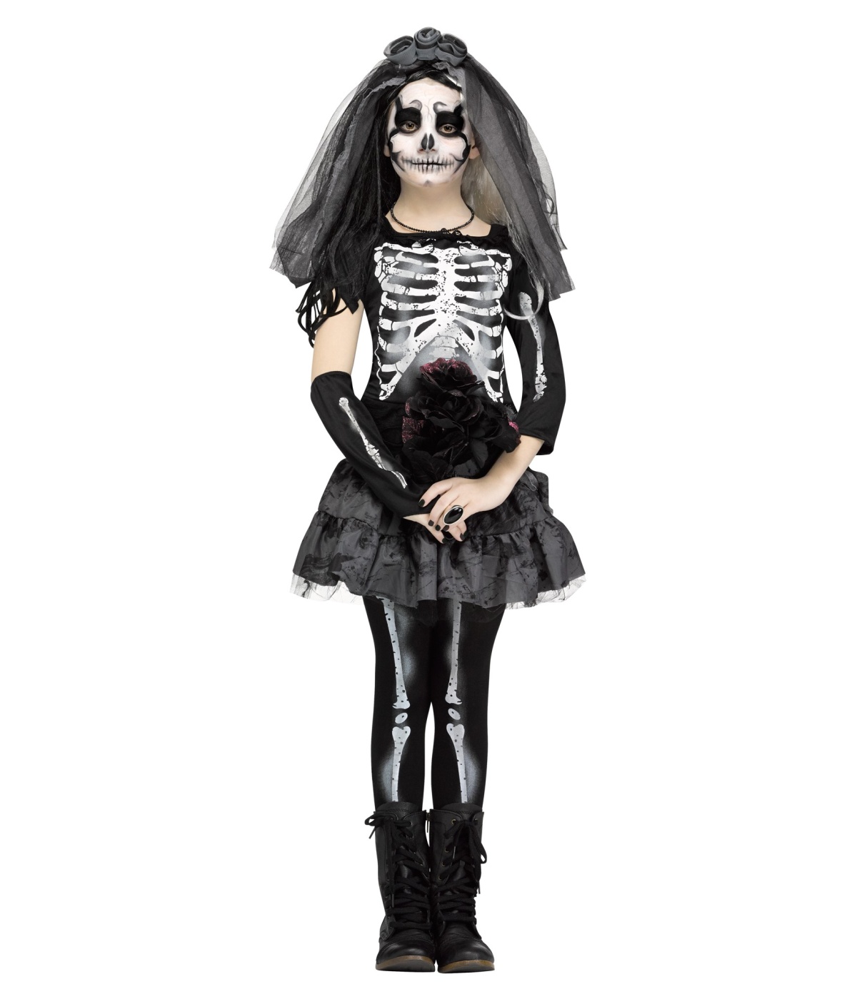  Girls Ghastly Skeleton Bride Costume