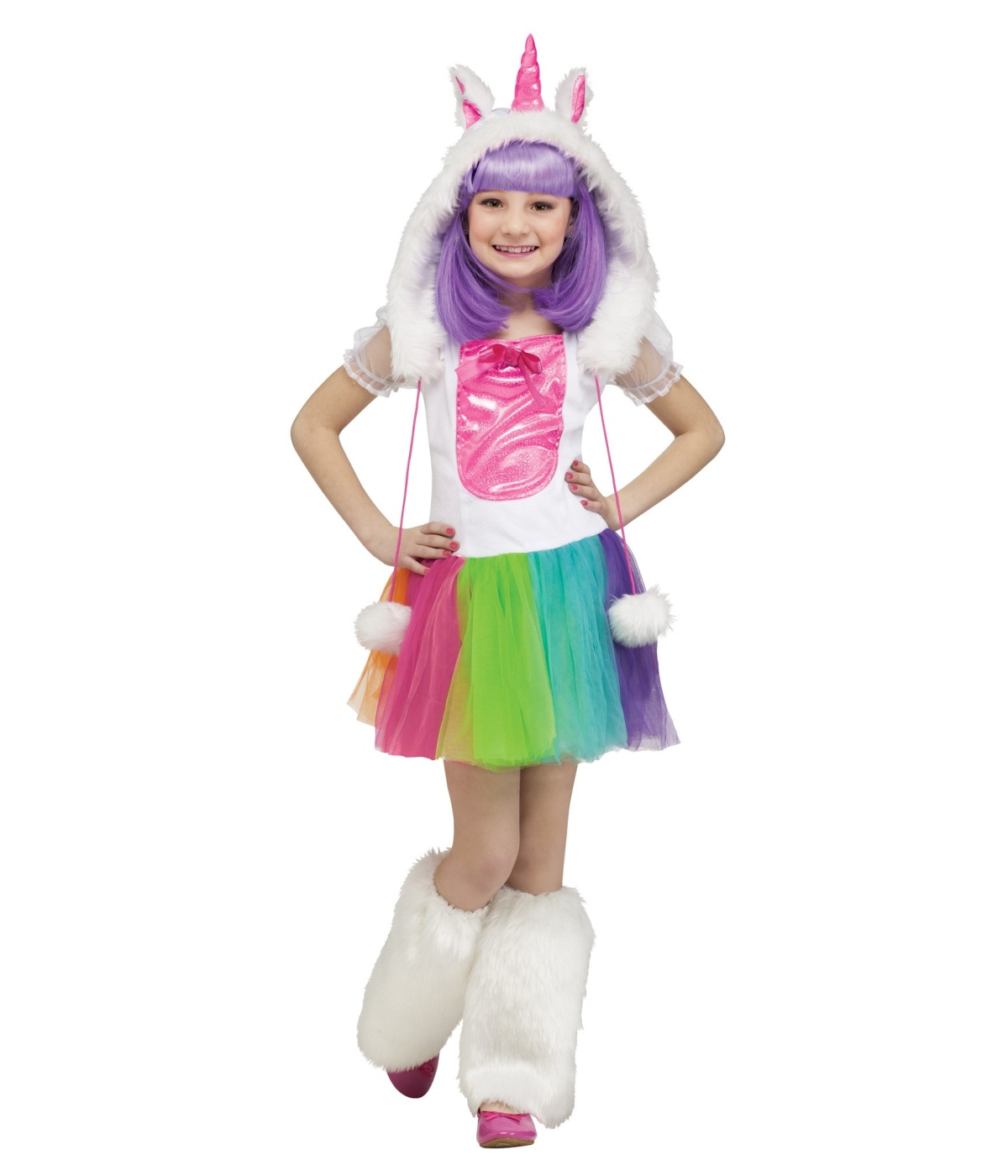  Girls Rainbow Unicorn Pony Costume