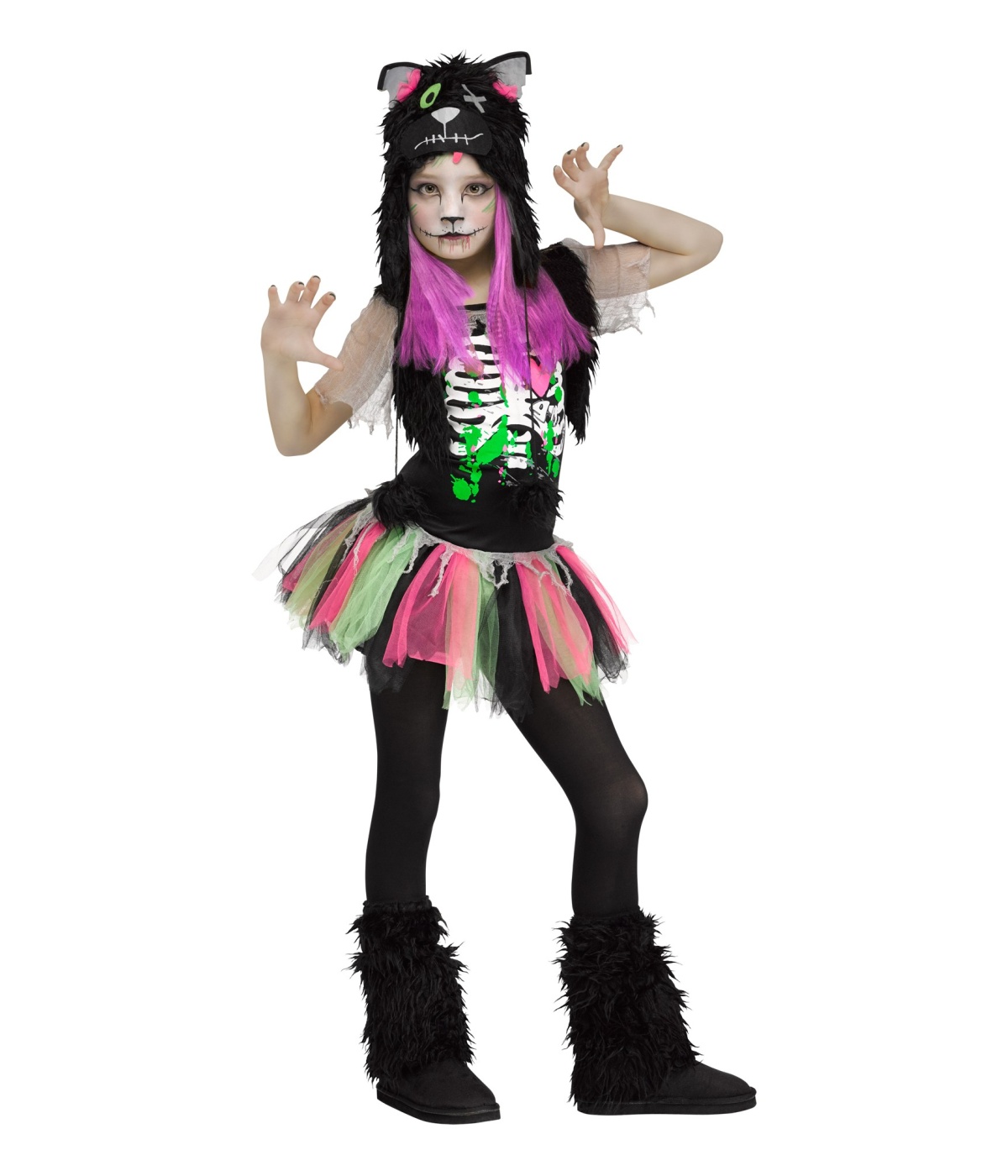  Girls Zombie Kitty Cat Costume