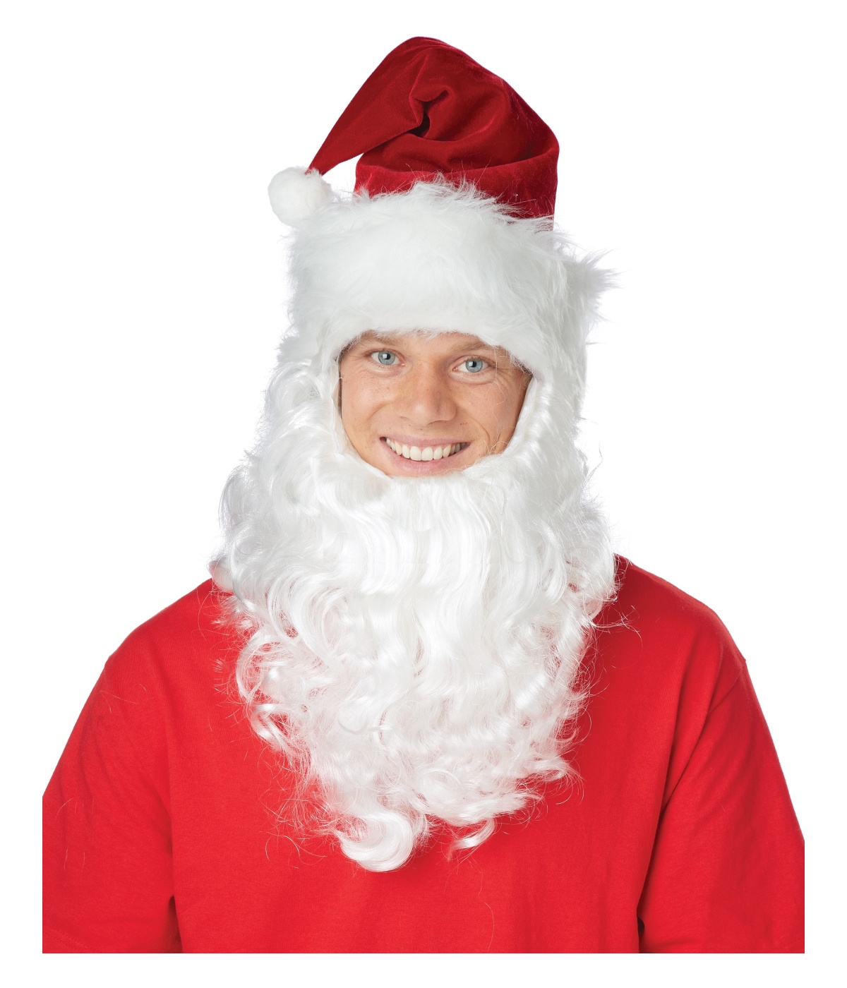 Santa Claus Getup Hat with Attached Beard Set - Hats