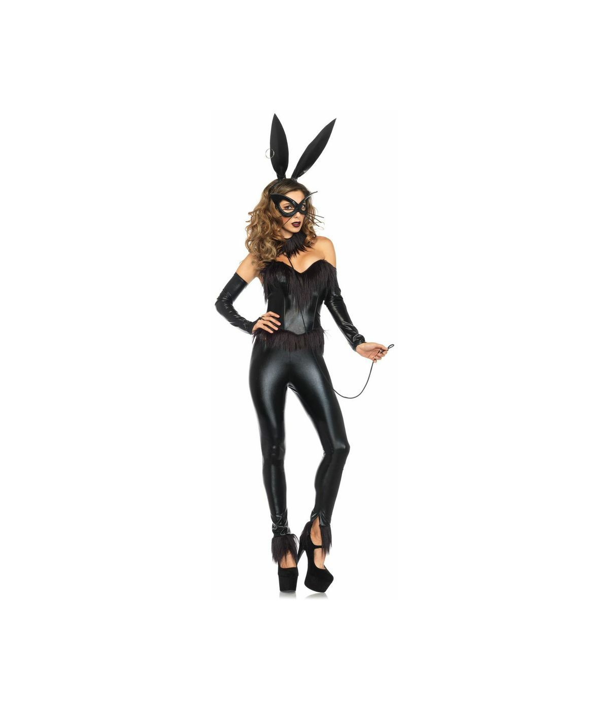  Womens Black Bondage Bunny Costume