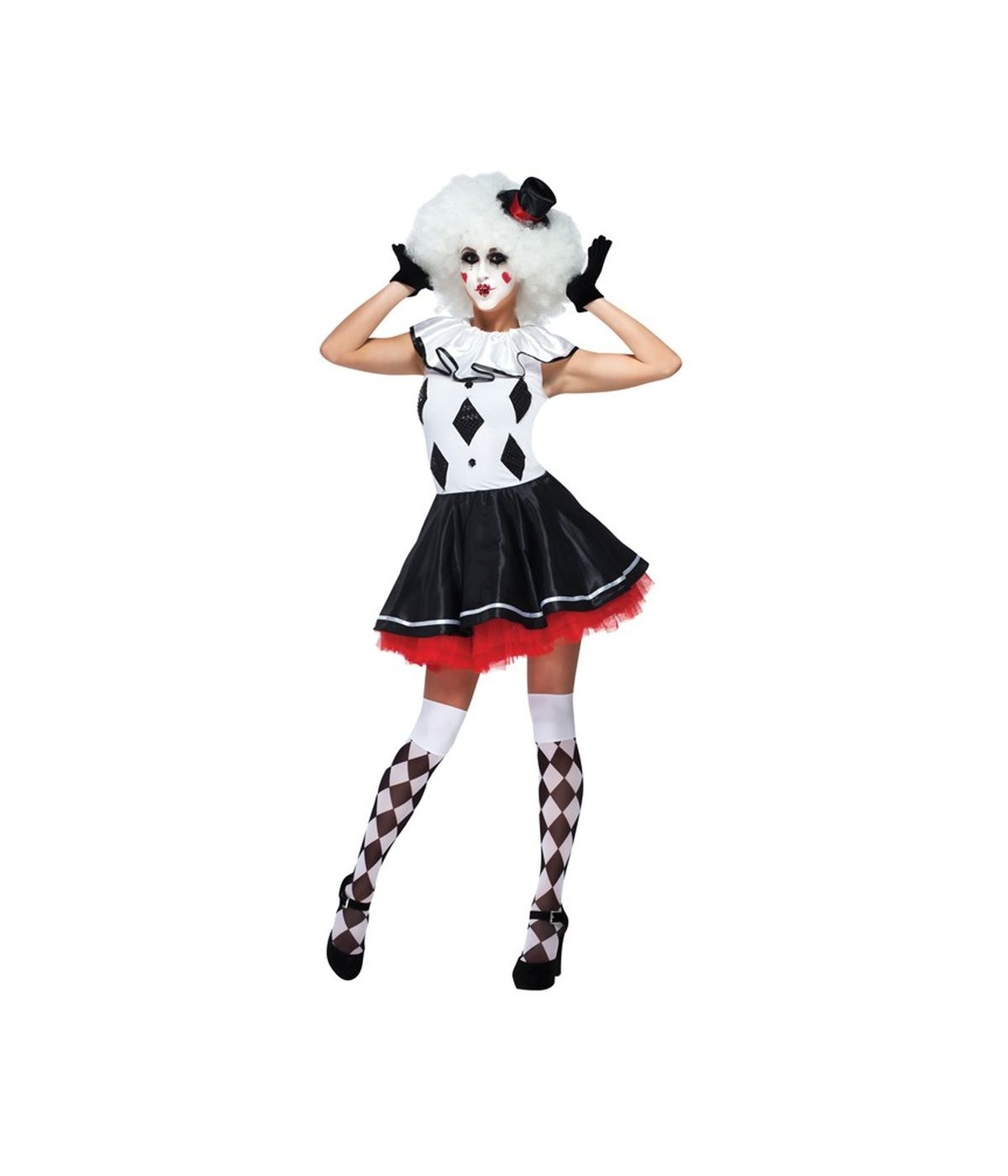  Womens Harlequin Pantomime Clown Costume