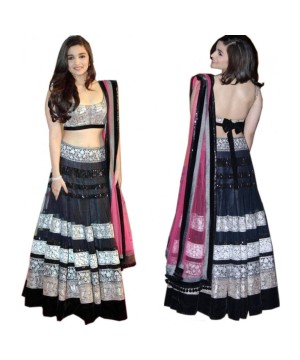 Bollywood Design Black Net Lehanga Sari