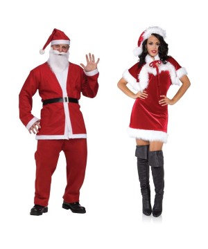 Santa Men Pub Crawl and Sexy Merry Holiday Women Costume Set