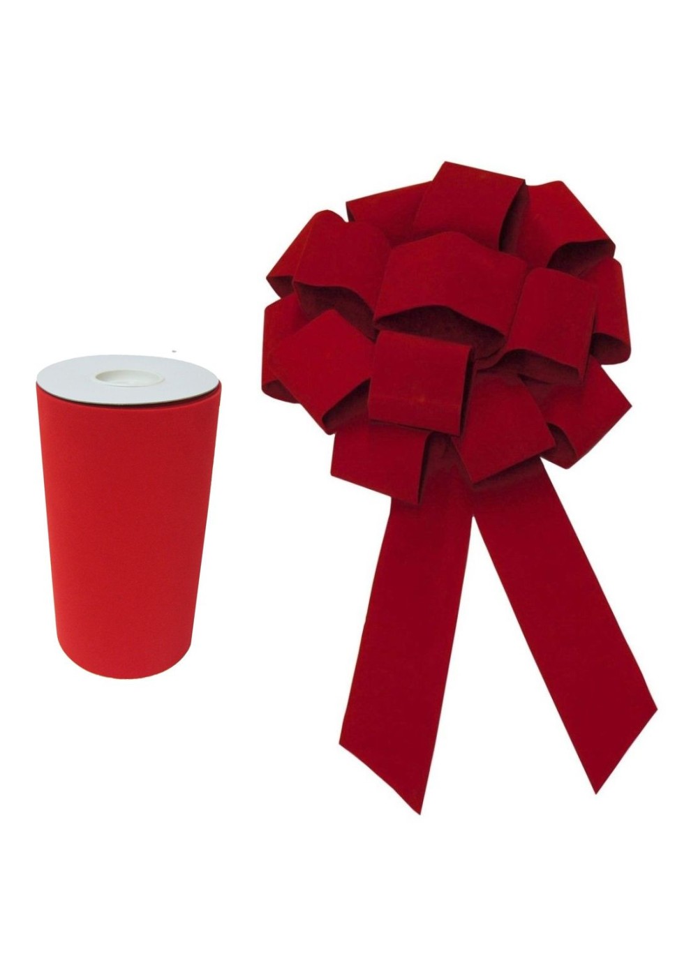 7.5 X 25 Feet Red Ribbon Roll With 24 Or 43 Inch Red Bow