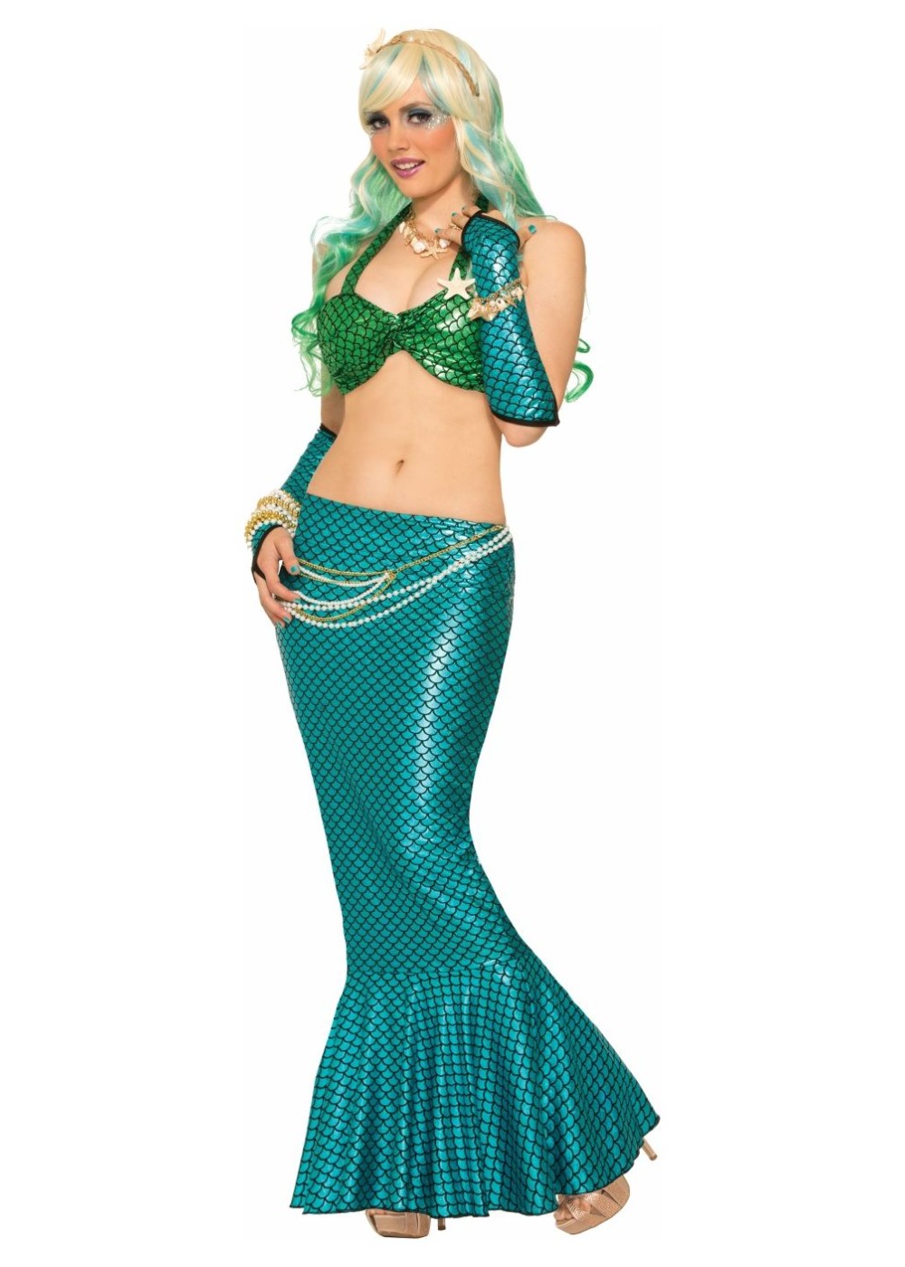 Blue And Green Mermaid Woman Costume