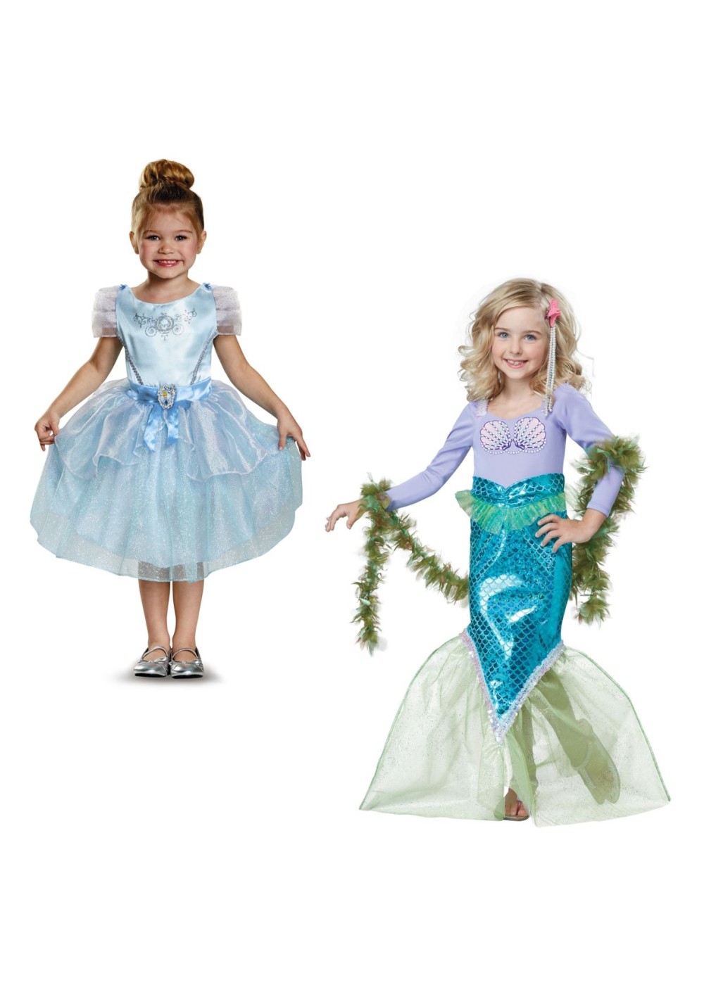 Kids Cinderella Costume And Magical Mermaid Girls Costumes Set