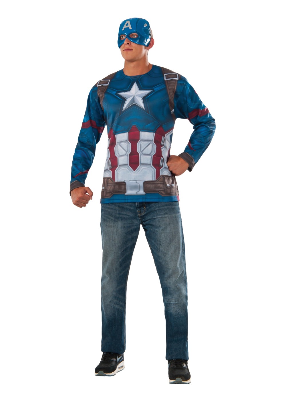 Civil War Captain America Shirt And Mask Men Set