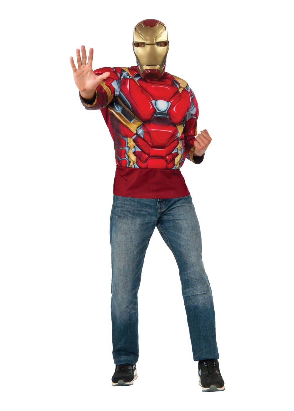 Civil War Iron Man Muscle Shirt And Mask Men Set