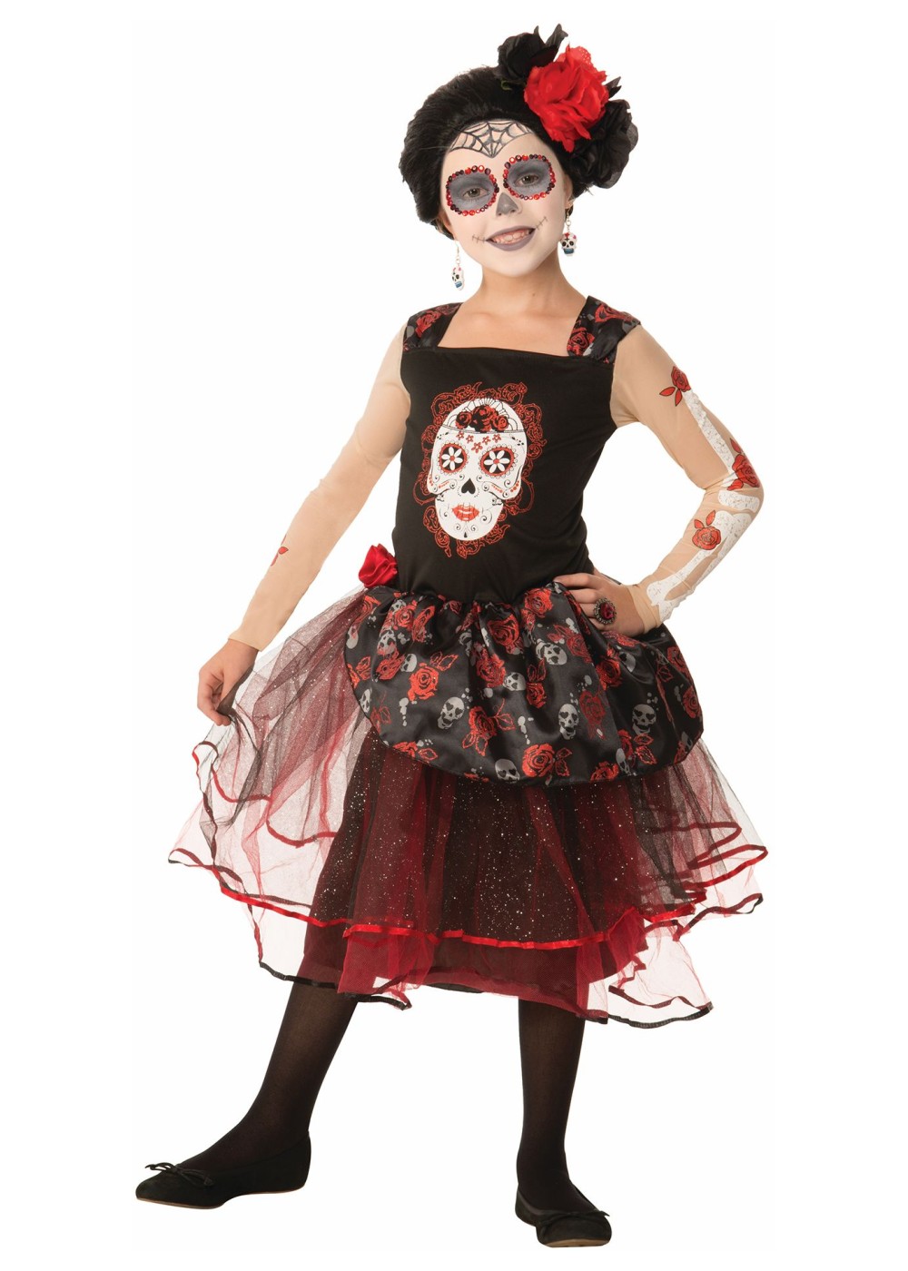 Kids Day Of The Dead Rosa Senorita Girl Costume