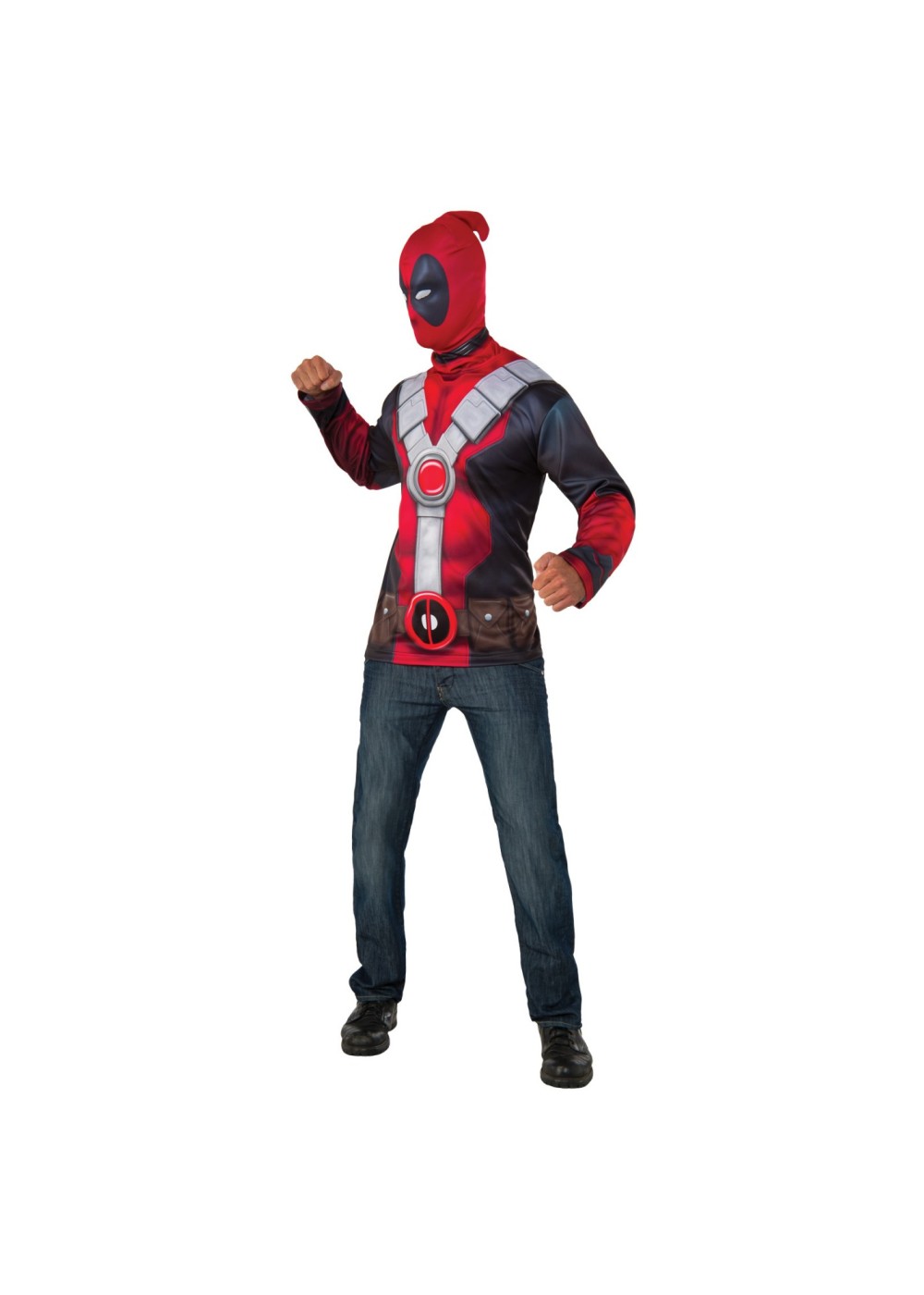 Deadpool Costume Men Shirt And Mask Set