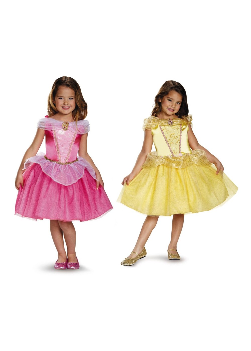 Kids Disney Princesses Auroa And Belle Girls Costume Set