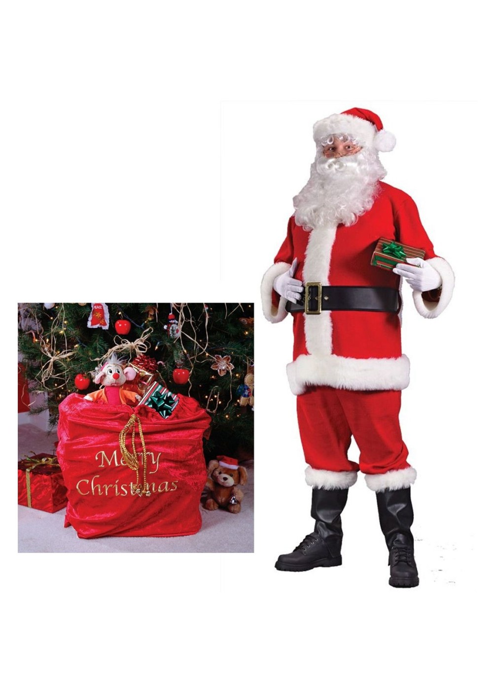 Economy Santa Suit Men Costume And Santa Sack Set