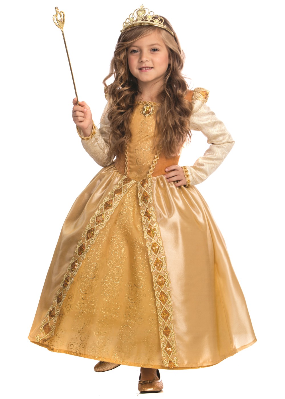 Kids Majestic Golden Girl Princess Costume