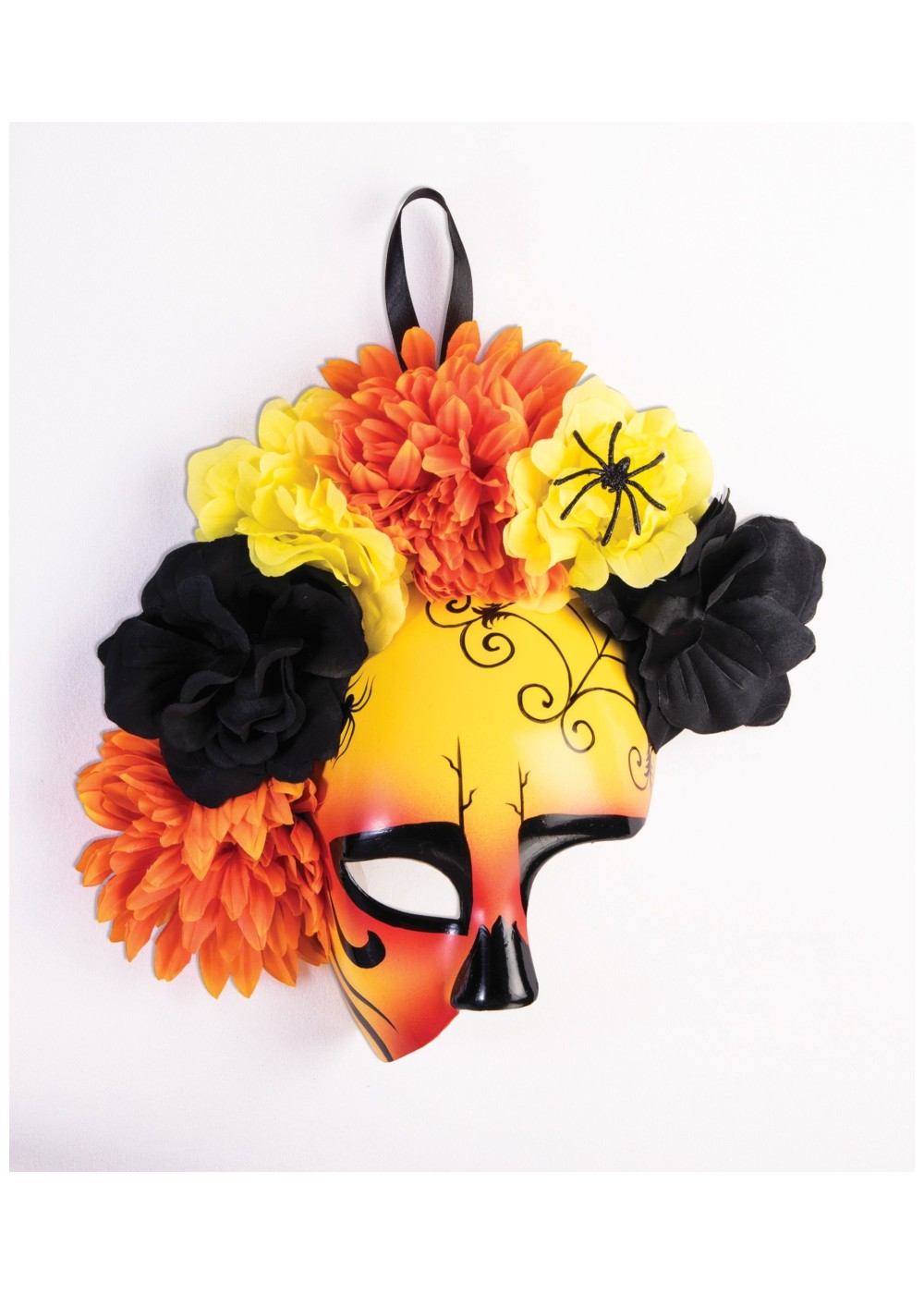 Day Of The Dead Yellow Orange And Black Mask