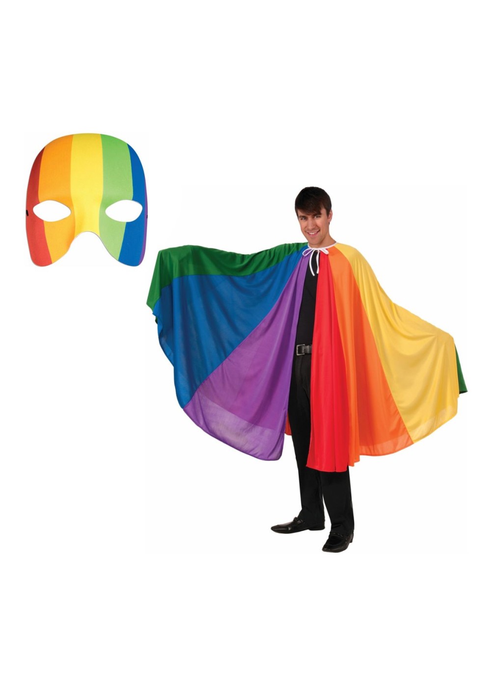 Rainbow Mask And Rainbow Parade Cape Costume Kit