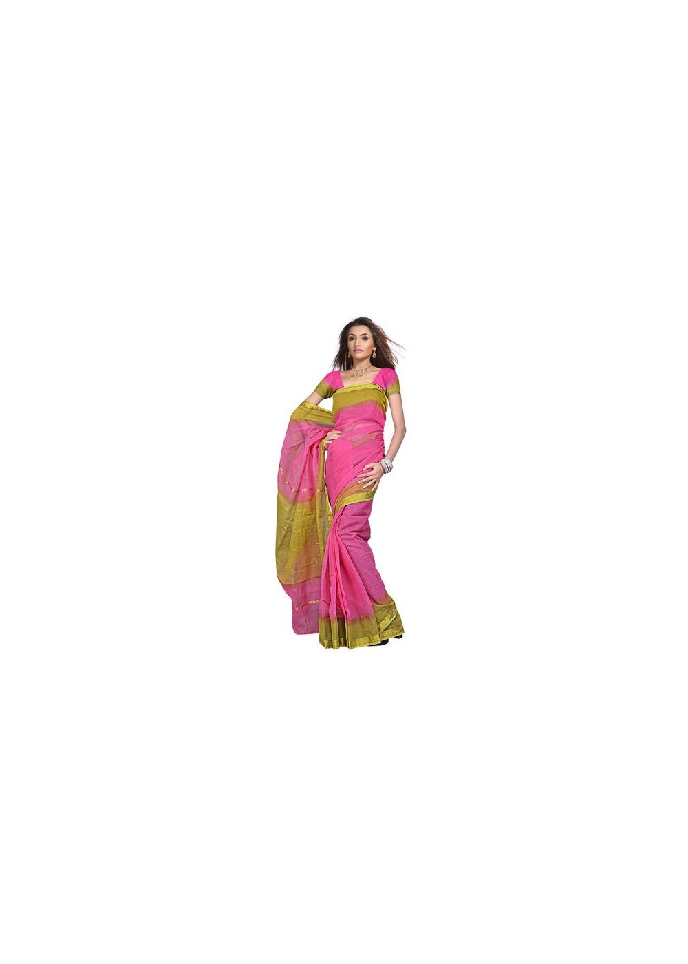 Rajasthani Pink And Mustard Bollywood Saree