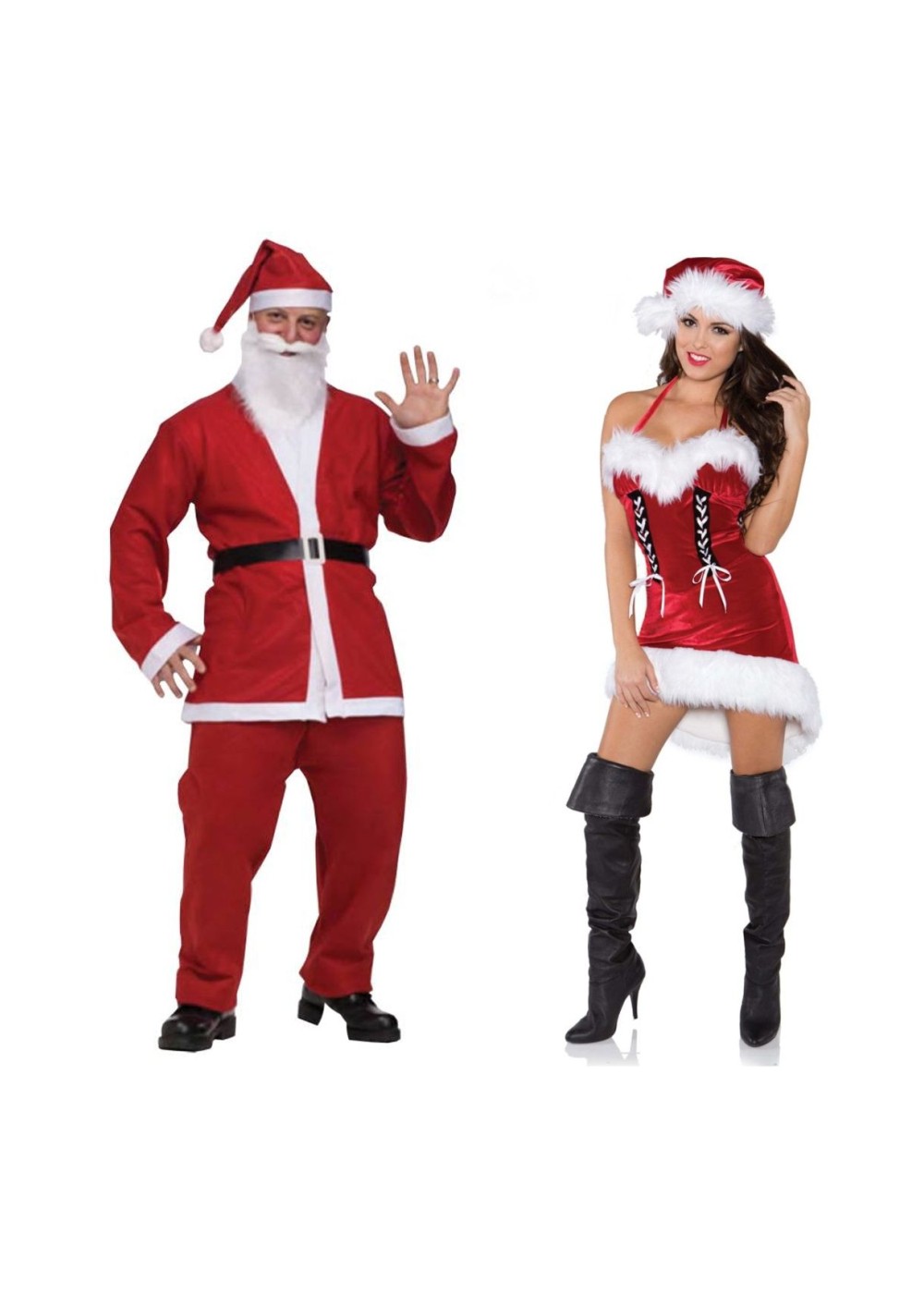 Santa Pub Crawl Men Costume And  Miss Santa Women Costume Set