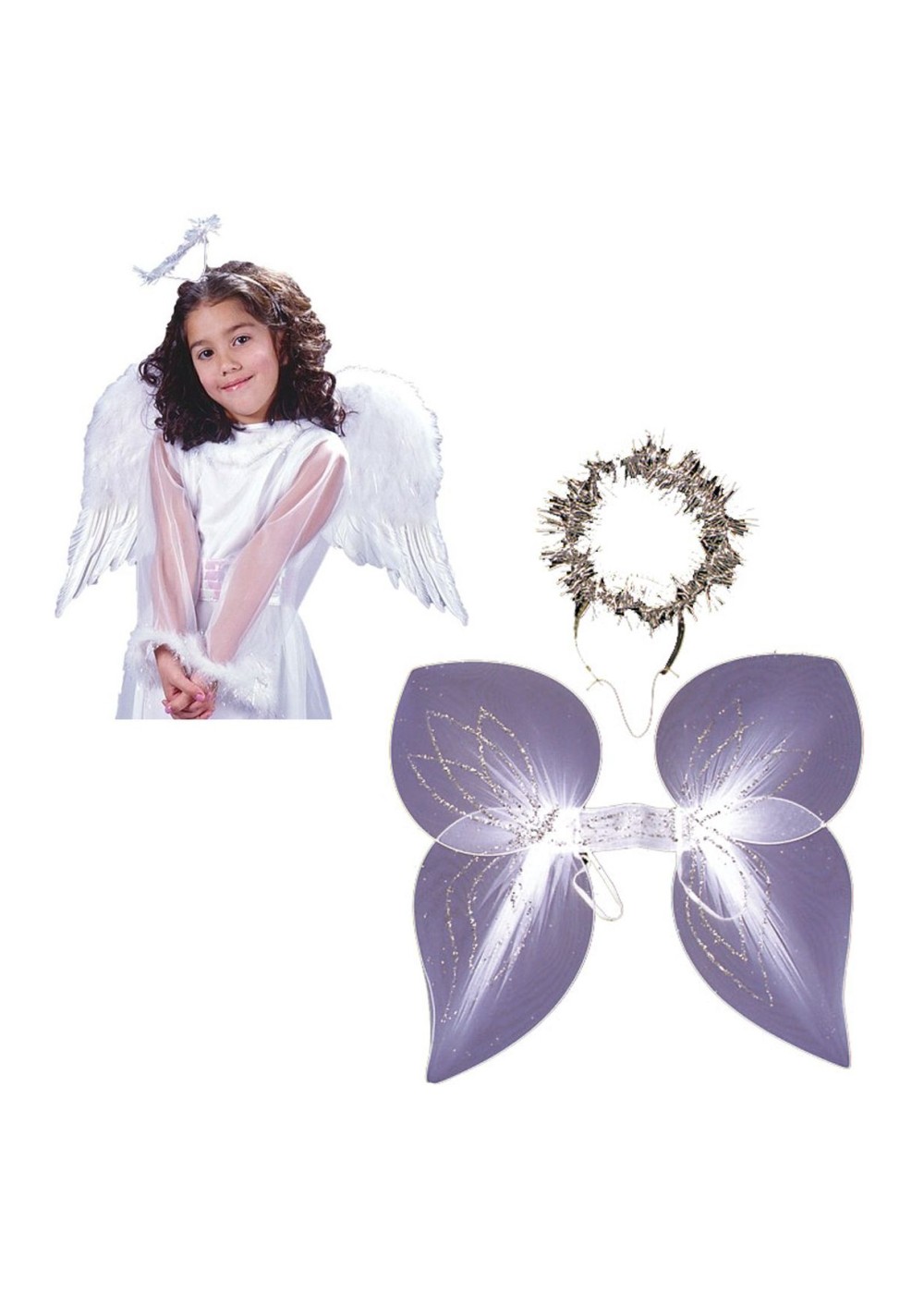 Kids White Angel Girls Wings And Angel Women Wings And Halo Set