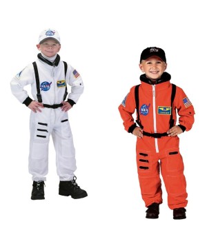 Nasa Orange Astronaut and White Astronaut Boys Costumes