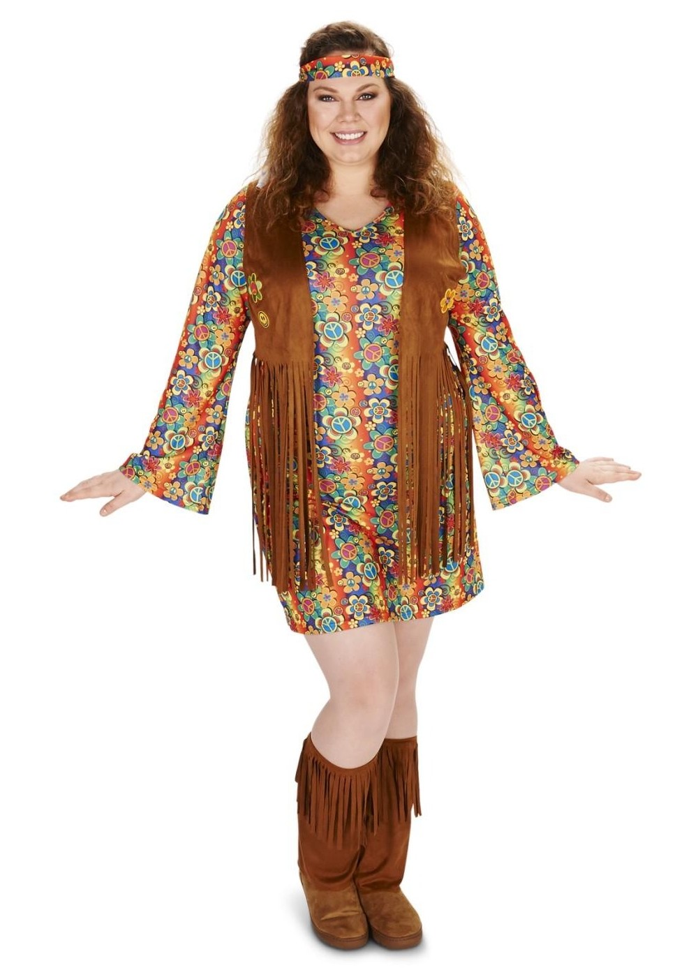 60s Fringe Womens Plus Hippie Costume
