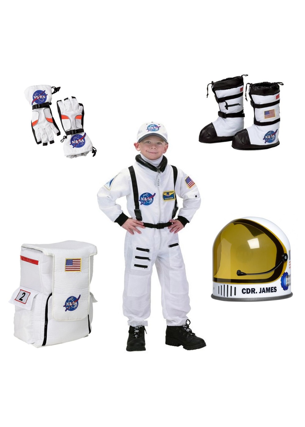 Astronaut Boys Costume Helmet Gloves Boots And Backpack Nasa Set