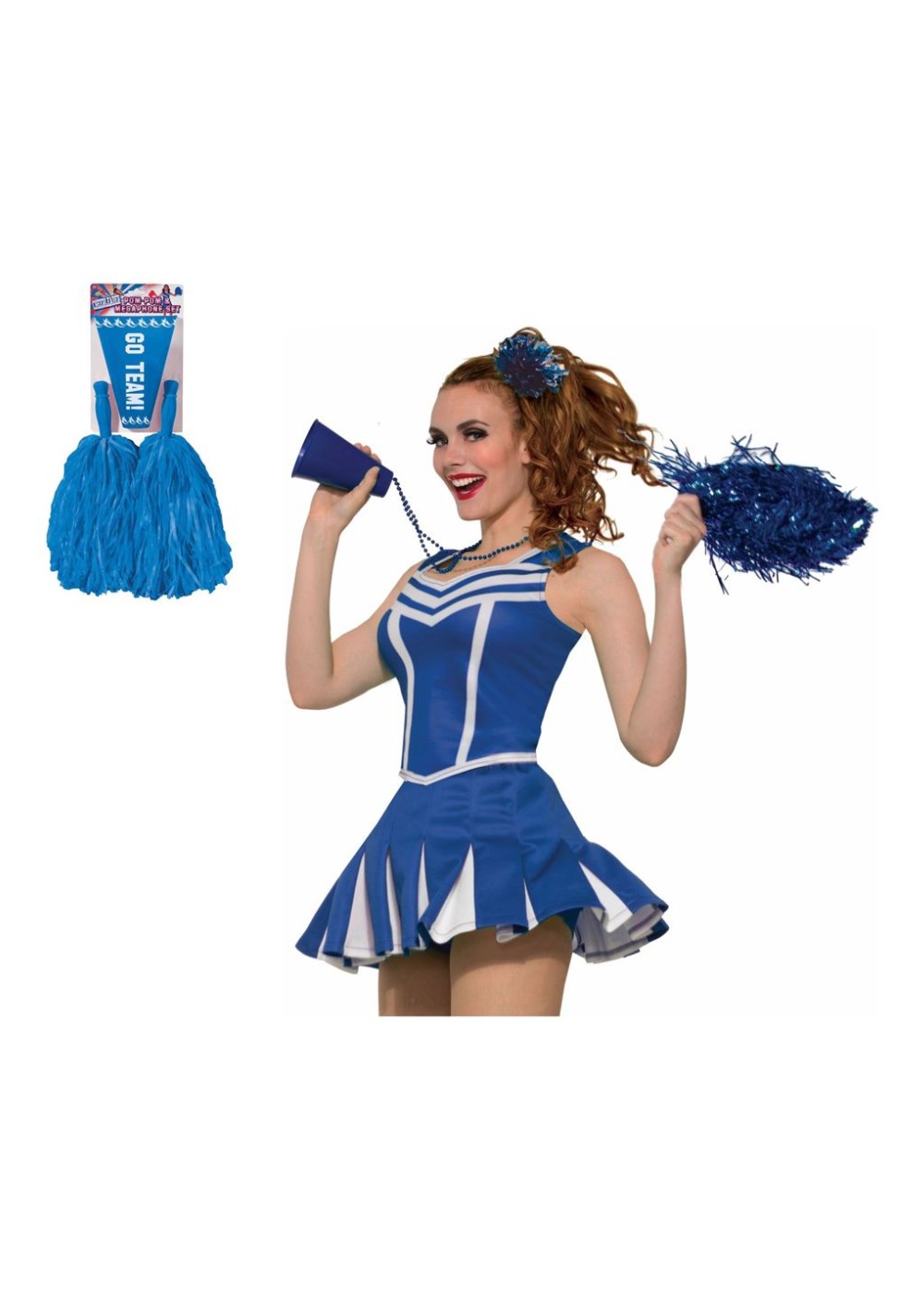 Blue Cheerleader Women Costume Kit