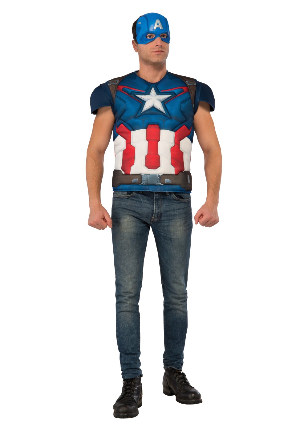 Captain America Men Shirt And Mask Costume