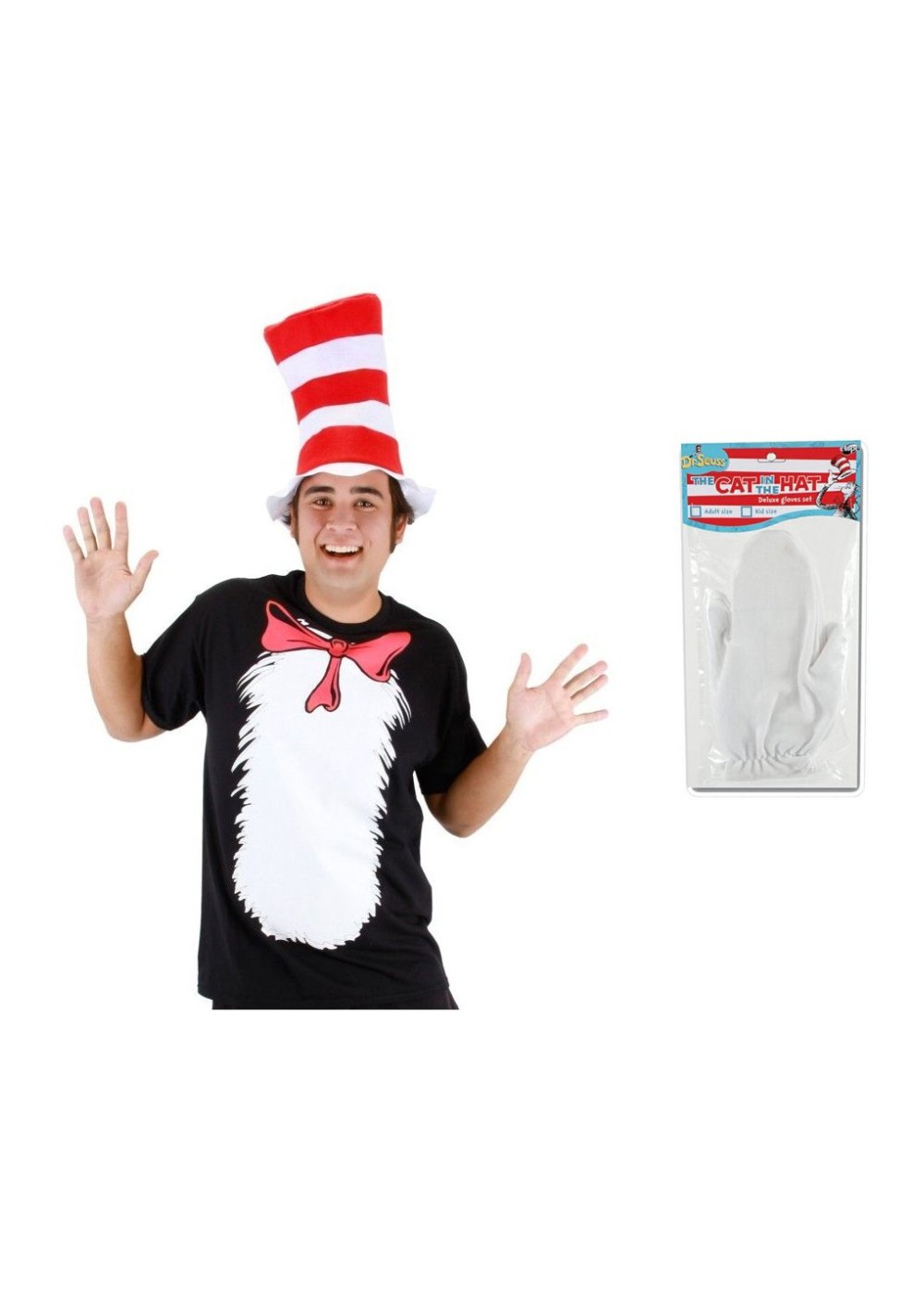 Cat In The Hat Men Shirt Hat And Gloves Costume Set