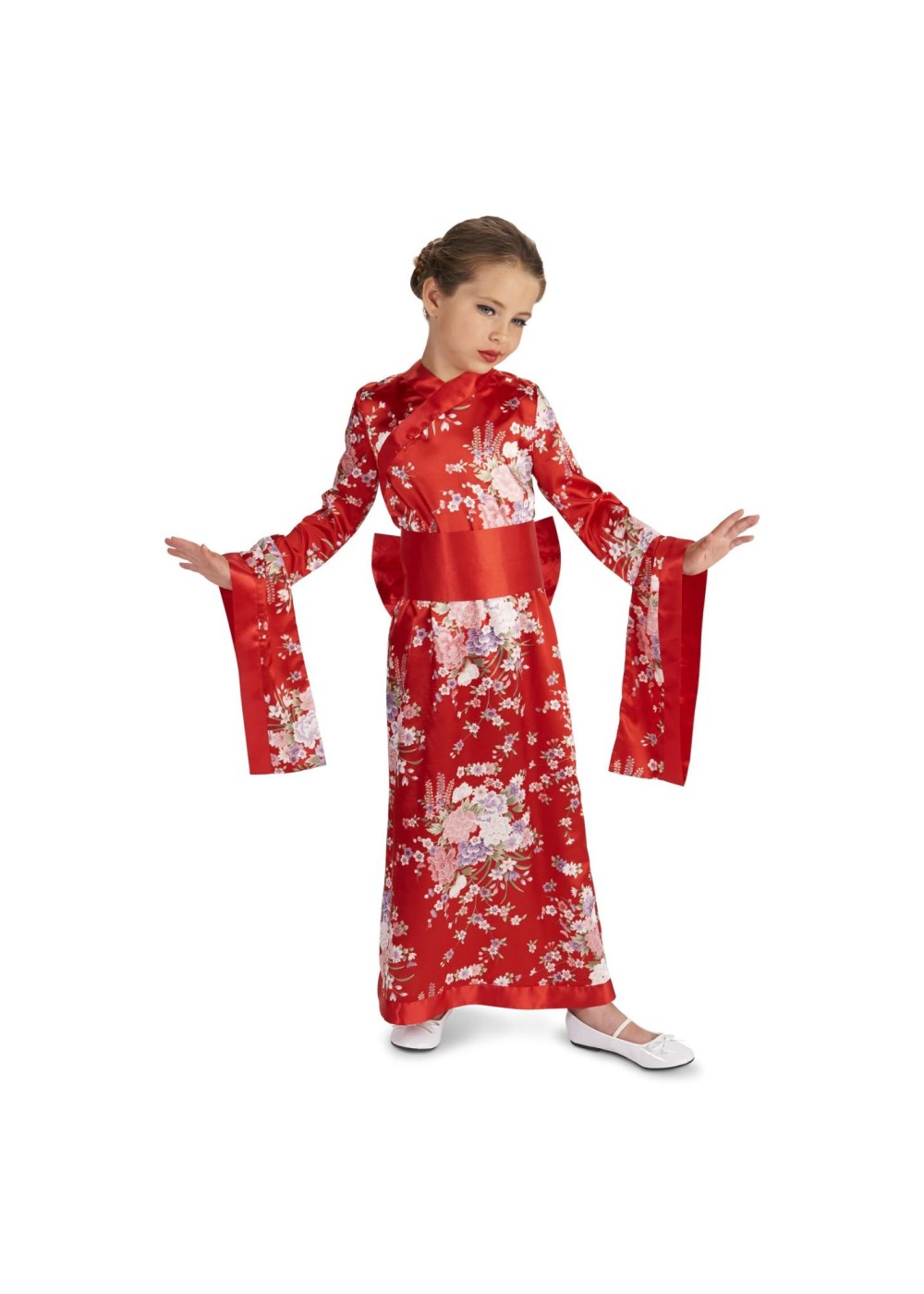 Kids Girls Red Kimono Dress