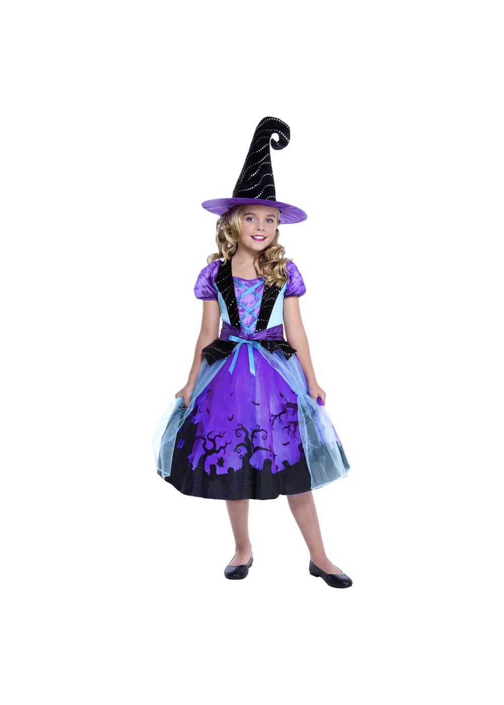 Kids Purple Witch Girls Costume