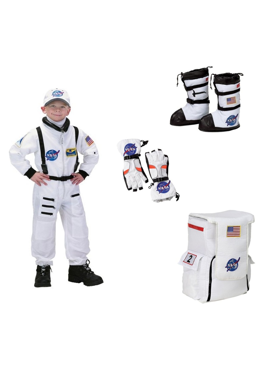Nasa Astronaut Boys Costume Boots Gloves And Backpack Set