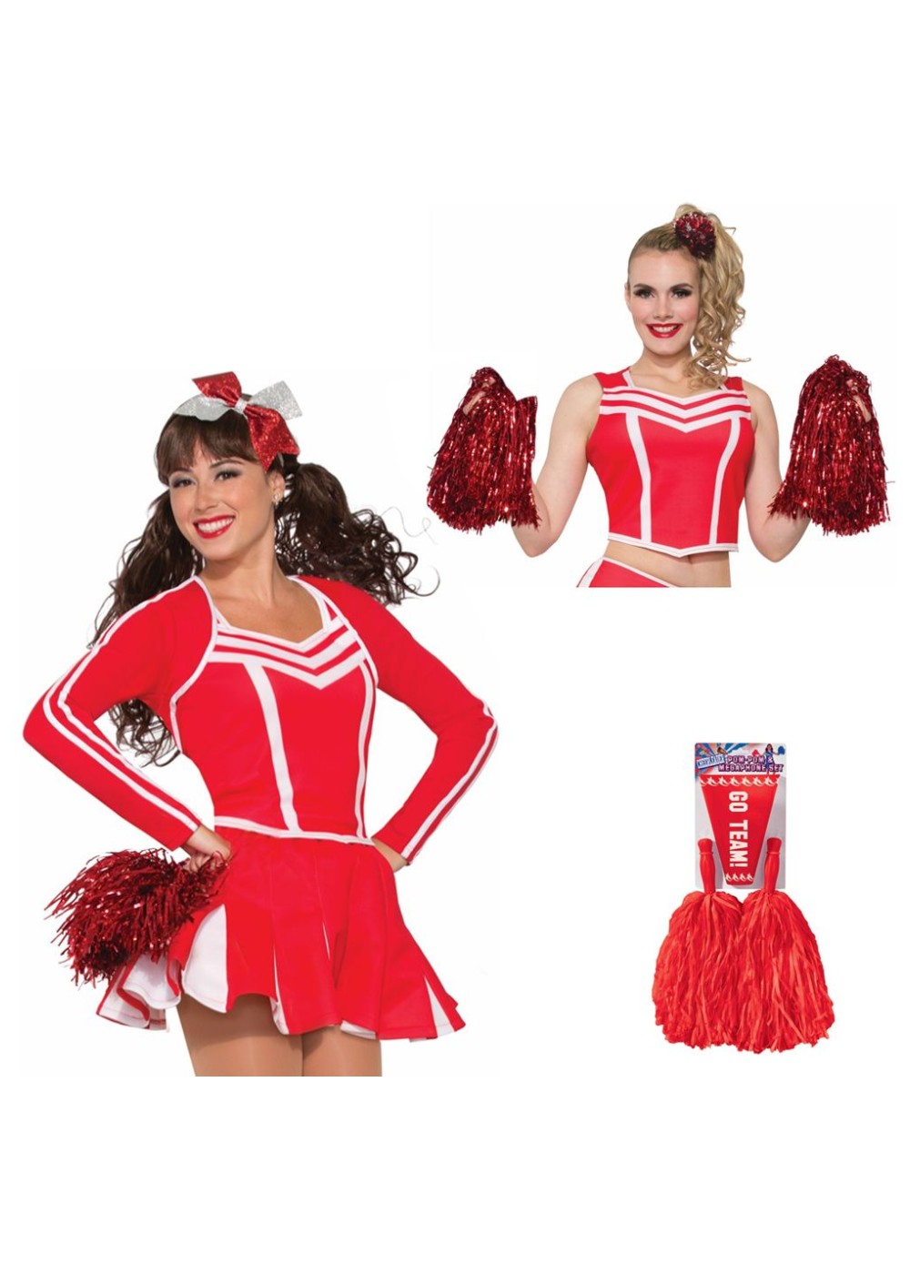 Red Cheerleader Women Costume Kit
