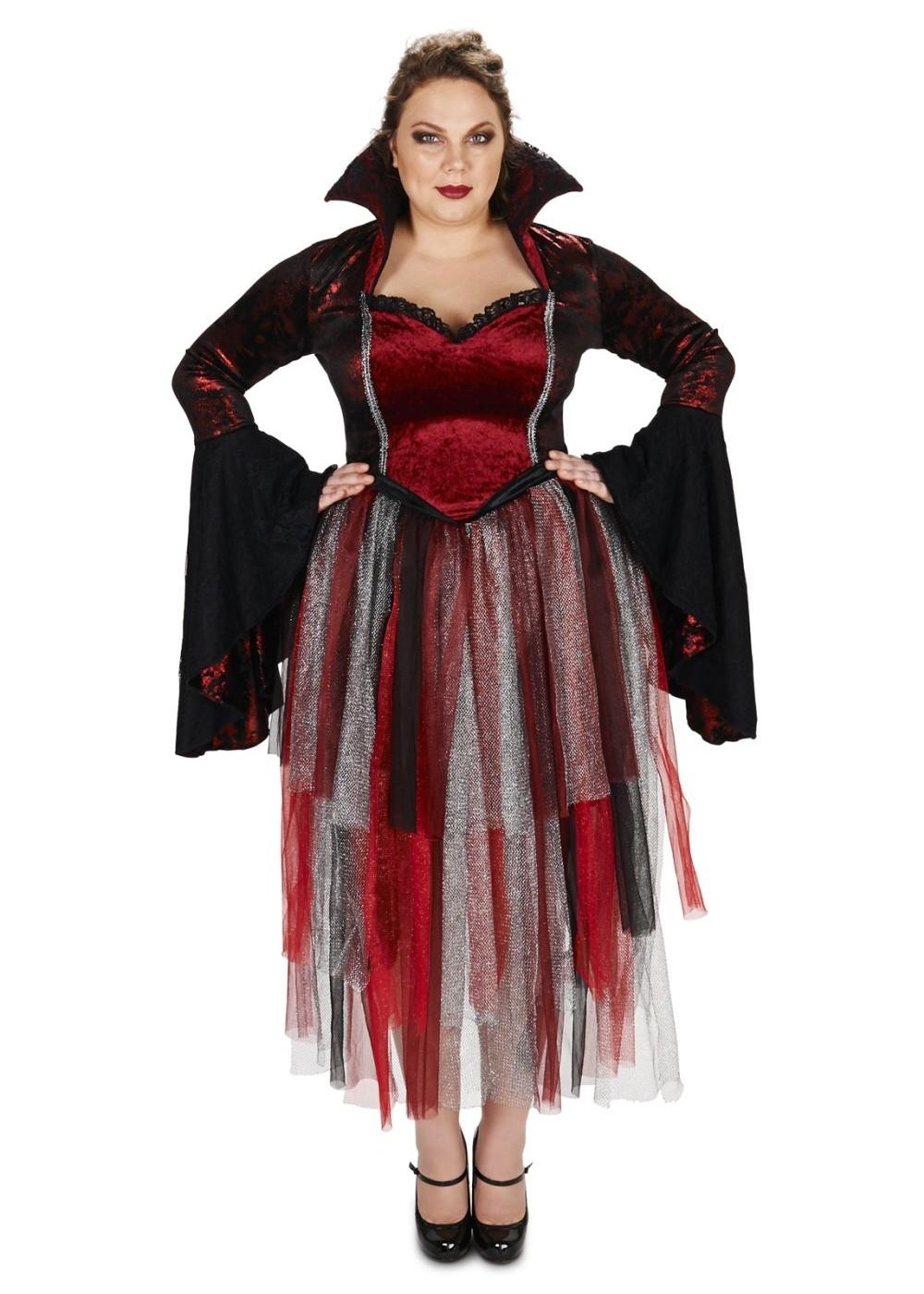 Red Velvet Goth Queen Womens Plus Costume
