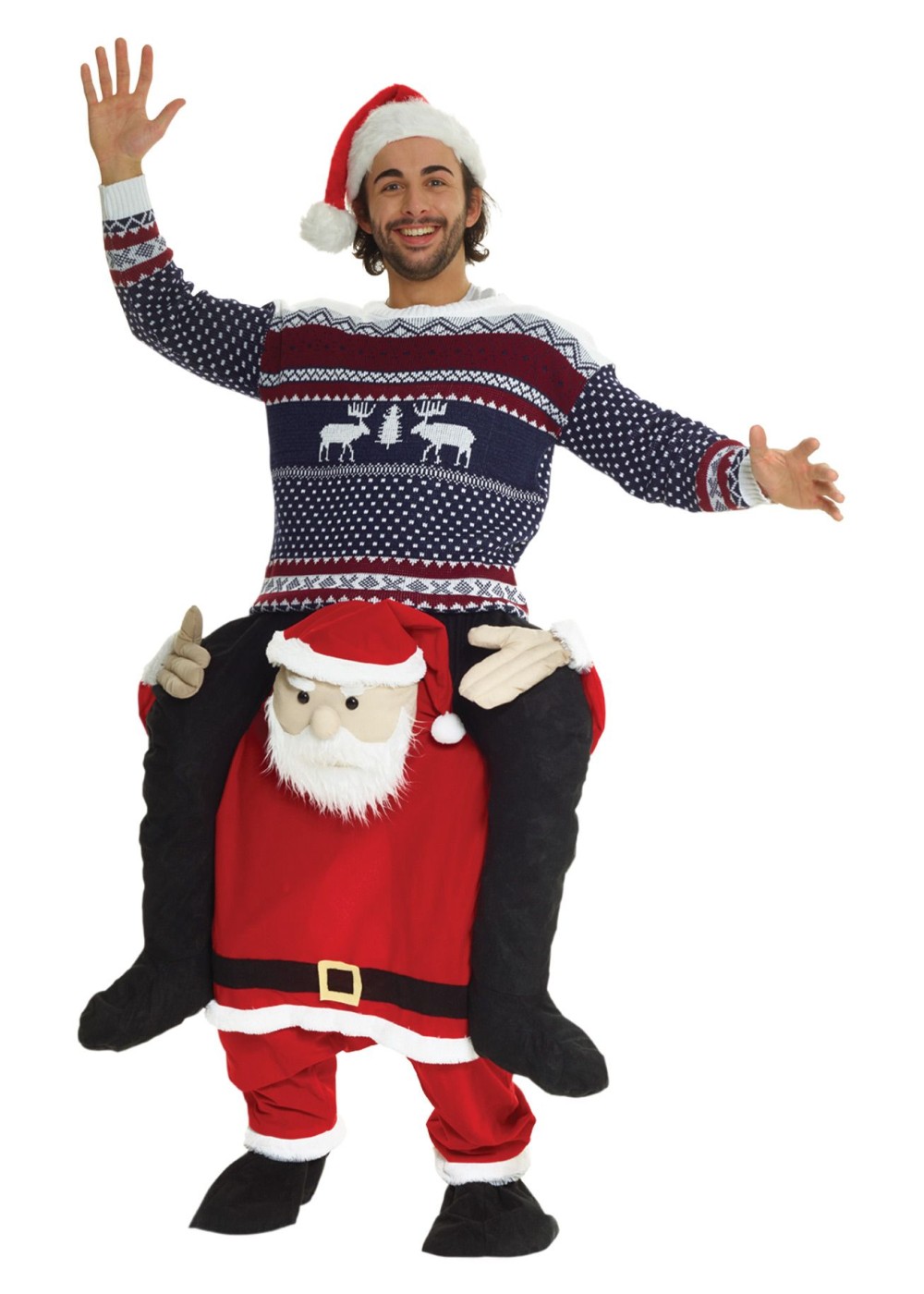 Santa Piggyback Mens Costume - Funny Costumes