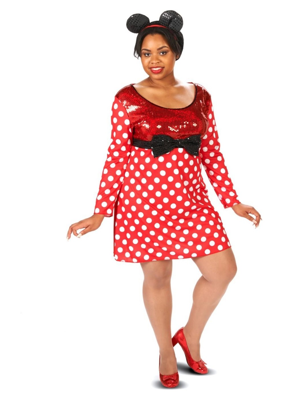 Womens Plus Polka Dotted Minnie Mouse Costume