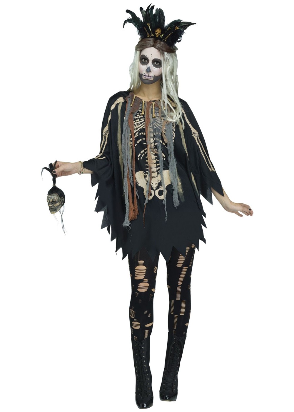 Womens Skeleton Poncho Costume