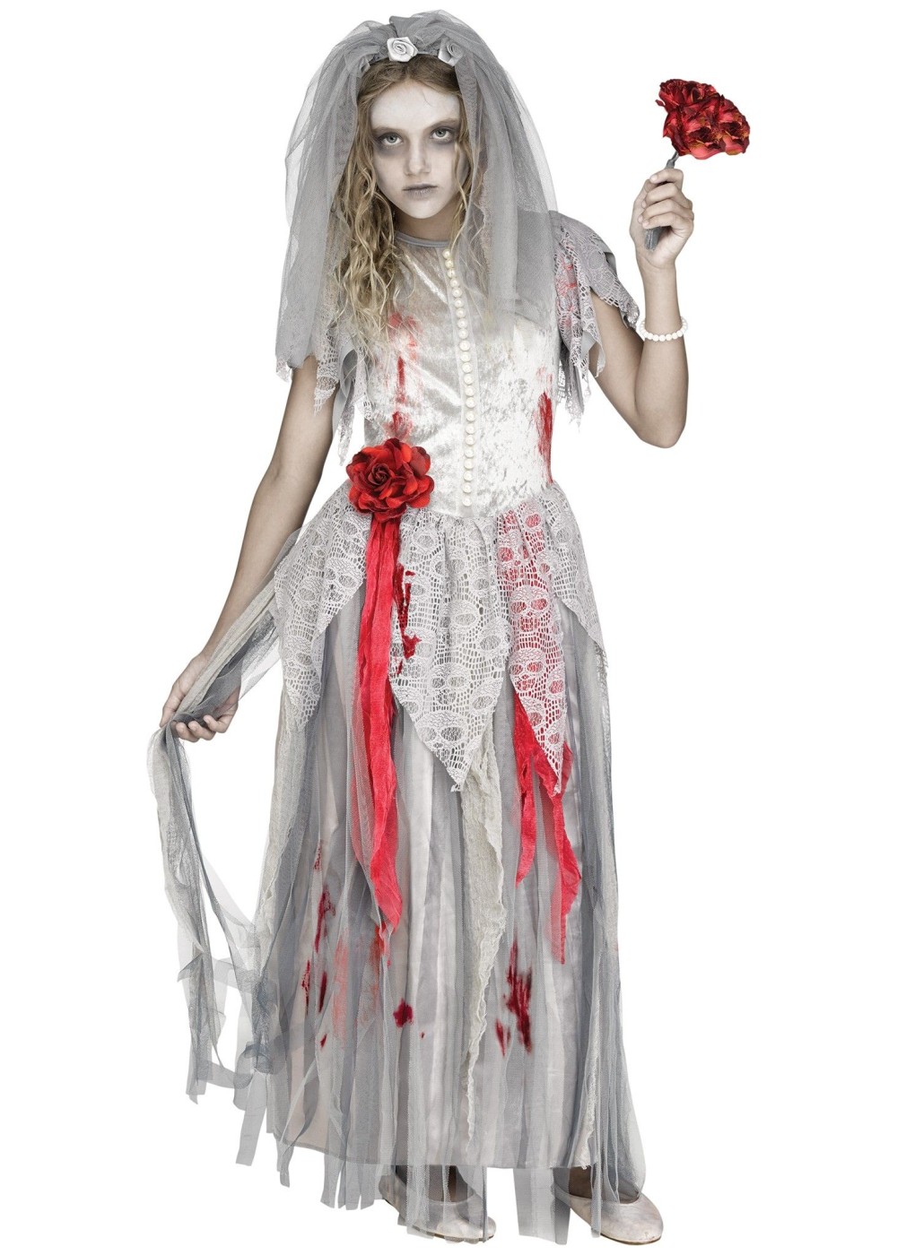 Kids Zombie Bride Girl Costume