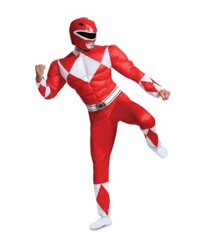 Mighty Morphin Red Ranger Mens Muscle Costume