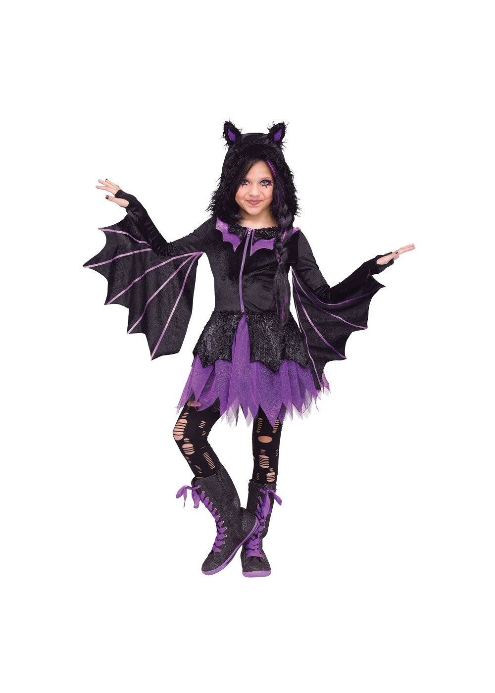 Kids Girls Night Flyer Bat Costume