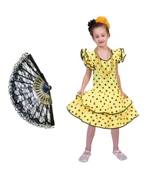 Girls Yellow Flamenco Bailarina Kit Costume