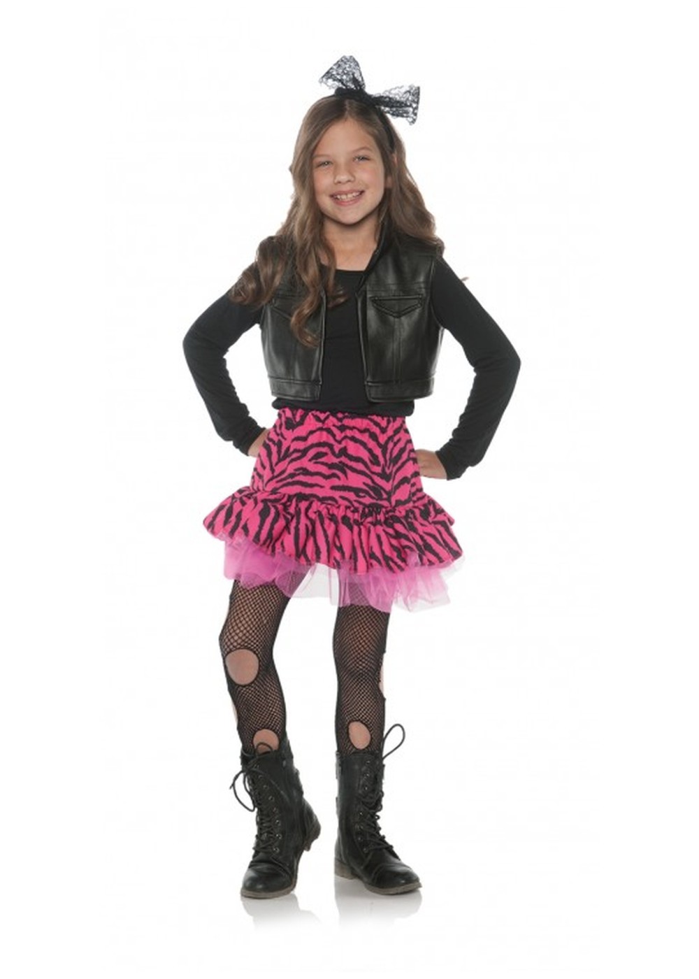 Kids 80s Zebra Rocker Girl Costume