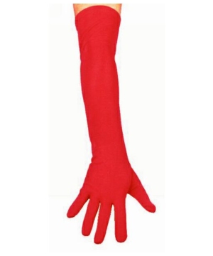 Red Elbow Length Gloves Adult