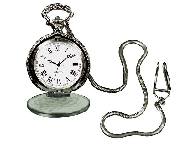 Pocket Watch With Silver Color Chain Costume Jewelry