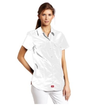Dickie's Juniors Short Sleeve Work Shirt 2 Front Pockets White