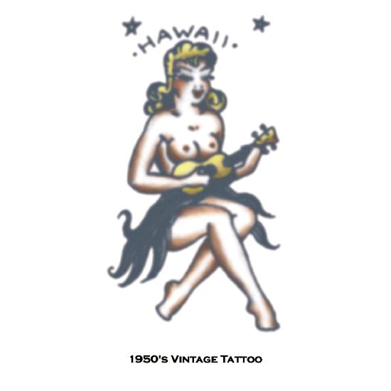 Hawaii Vintage Girl Tattoo Costume Accessory